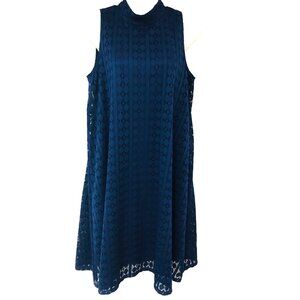 Harlow & Rose Navy Blue Lace Dress‎ Women M Keyhole Lined Minimalist Office